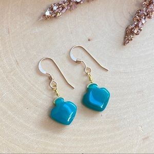 COPY - Emerald Green Onyx 14K Gold Dangle Drop Earrings